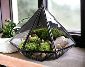 Geometrisches Diamant-Terrarium, Glas-Tropfen-Terrarium, Terrarium-Dekor, Terrarium-Behälter