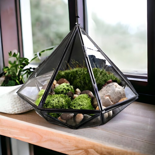 Geometric Diamond Terrarium, Glass Teardrop Terrarium, Terrarium Decor, Terrarium Container