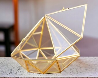 Geometric Diamond Terrarium, Gold Teardrop Terrarium, Terrarium with Door, Terrarium