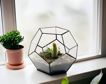 Geometric Terrarium, Desk Terrarium, Office Decor, Hexagonal Terrarium, Terrarium Container