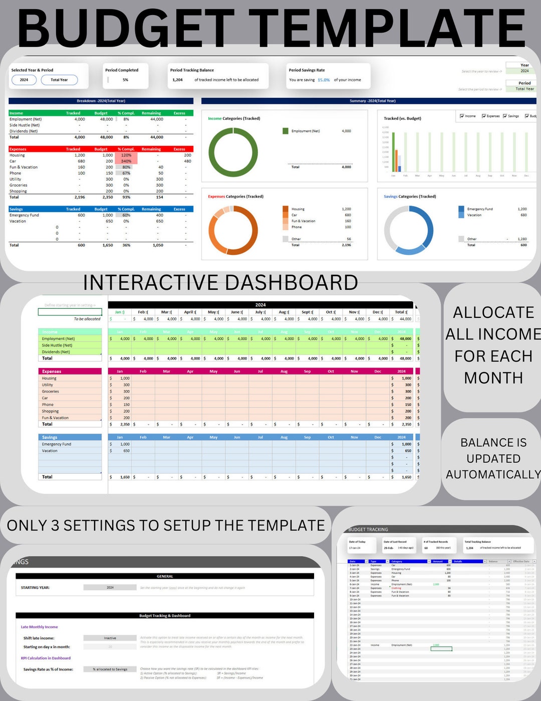 Personal Budget Tracker Template Etsy