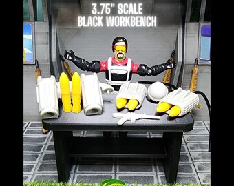 1 WORKBENCH Table, Black, For 3.75, 3 3/4&quot; Scale, Custom Design ARAH, Star Wars Gi Joe Vintage Figure Scale