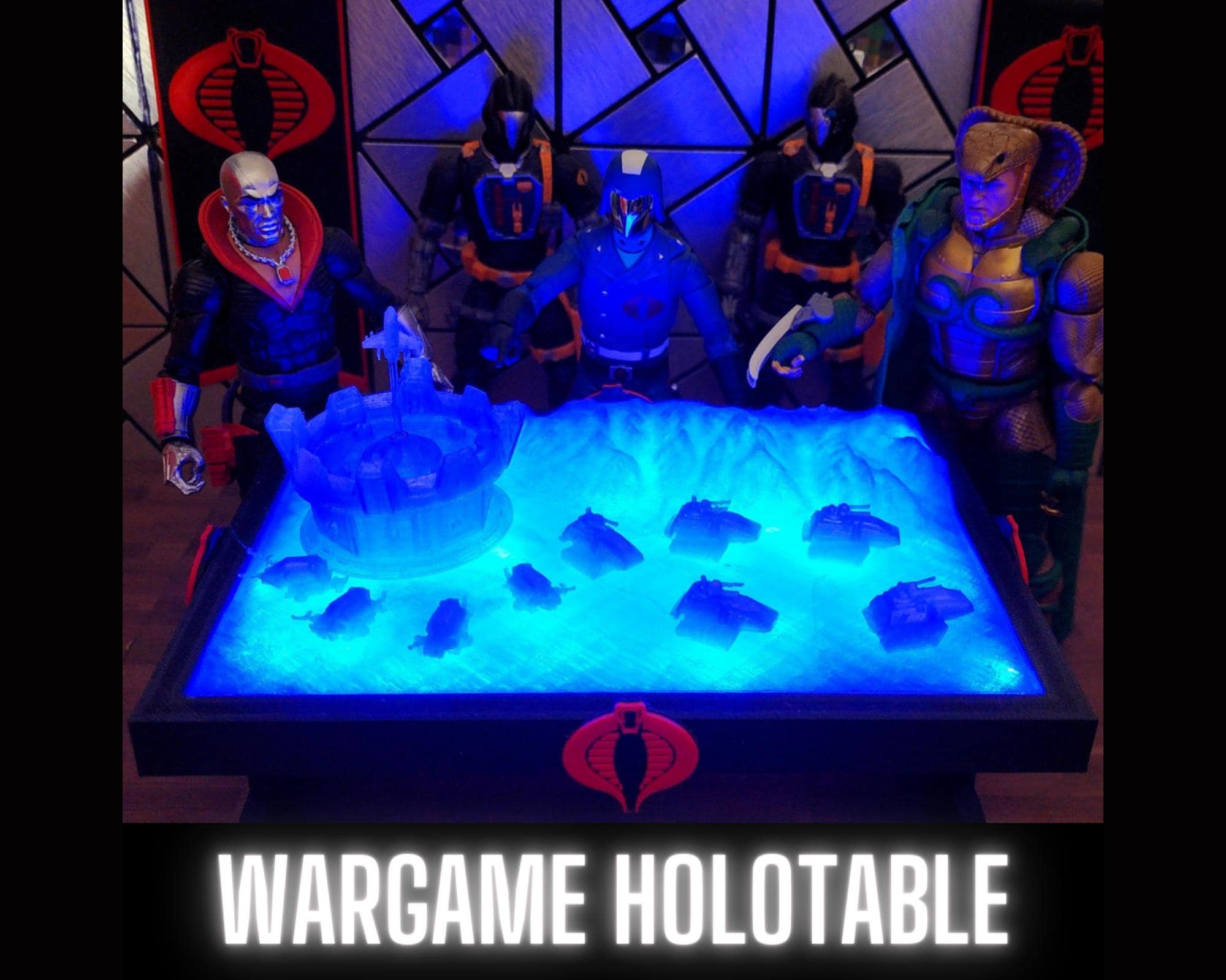 COBRA WARGAME HOLOTABLE mit blauem Led-Licht Für Figuren der Größe 1:12 Holo Table Custom Design, Gi Joe Klassifizierte Marvel Legends Mezco Figuren