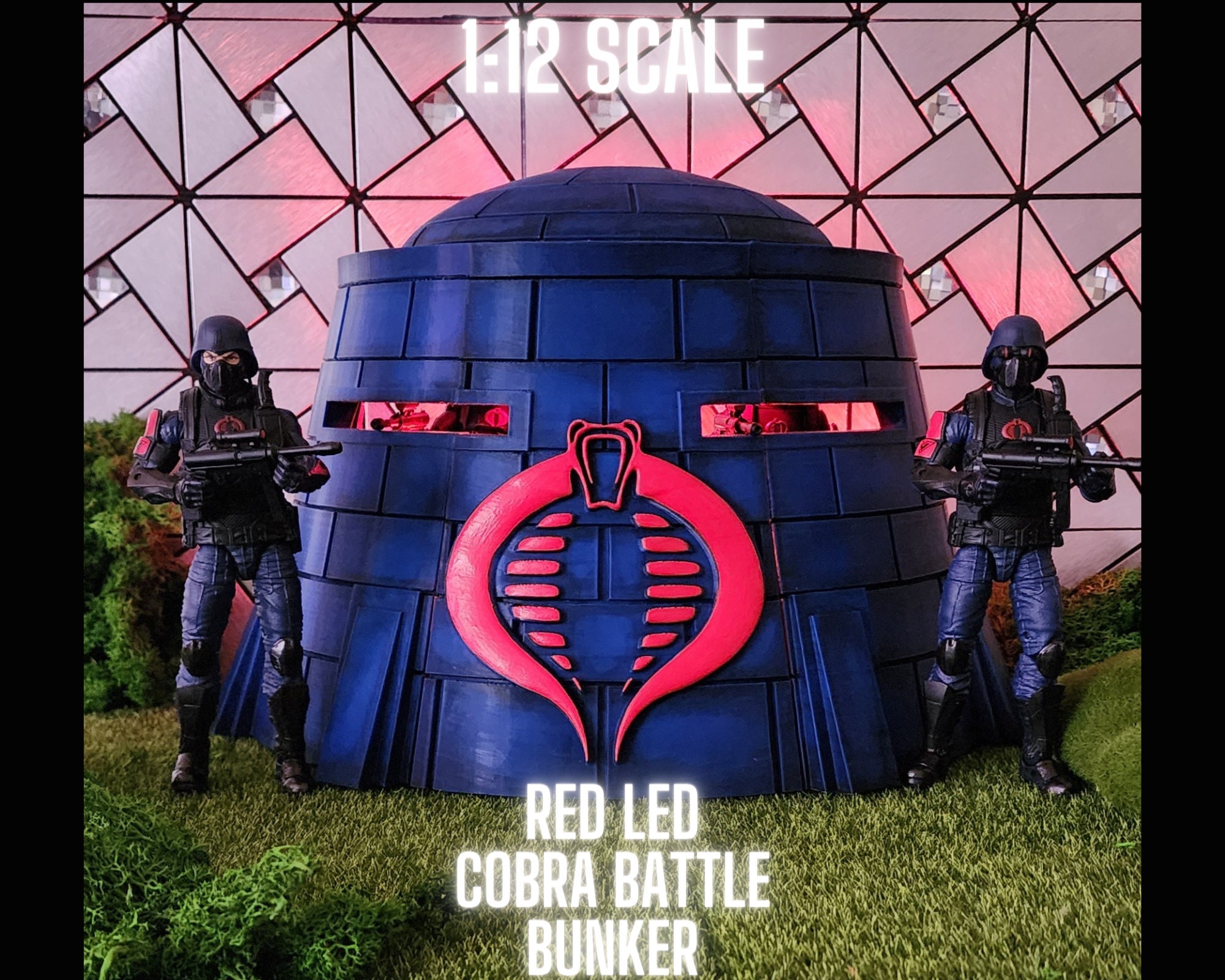 1 GI JOE COBRA Battle Bunker With Red Led 1:12 Scale, For 6" Scale Figures, Custom Design For Gi Joe Classified Marvel Legends Scale Figures