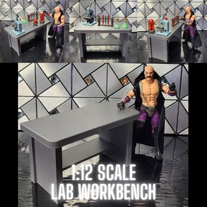 1 LABOR WORKBENCH TISCH, Silber, für Figuren im Maßstab 1:12, Custom Design, für Gi Joe-Klassifizierte Marvel Legends Mezco 6 "Skala Figuren