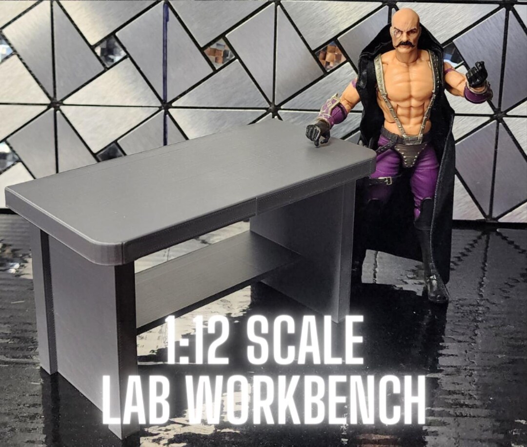 1 LAB WORKBENCH TABLE, Silver, for 1:12 Scale Figures, Custom Design ...