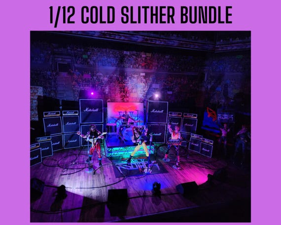 COLD SLITHER Stage Bundle With LED Lights - 1/12 Scale - For Gi Joe Classified, Marshall Dual Stack Speakers and Amps, 3D Printed Custom