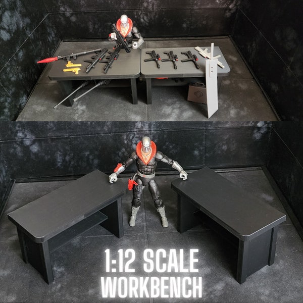 1 WORKBENCH TABLE, BLACK, For 1:12 Scale Figures, Custom Design, For Gi Joe Classified Marvel Legends Mezco 6" Scale Figures