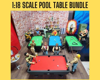 Paquete de mesa de billar roja, escala 1:18, escala 3.75" ARAH GI Joe Vintage Scale impresa en 3D