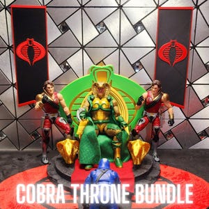 COBRA THRONE BUNDLE Diorama Gold und Grün Für Figuren der Skala 1:12, Gi Joe Geheim