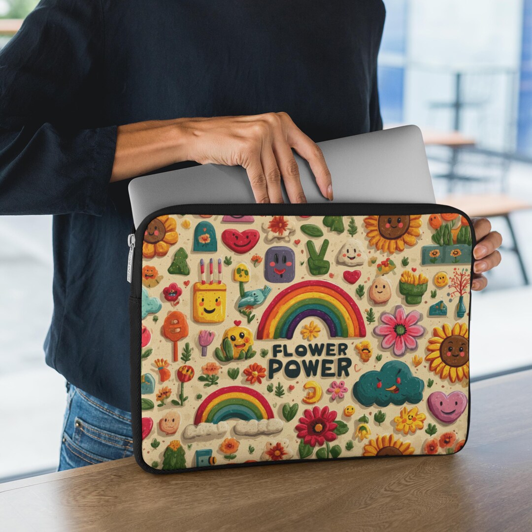 Colorful Flower Power Laptop Bag, Rainbow Floral HP Laptop Case 12 13 ...