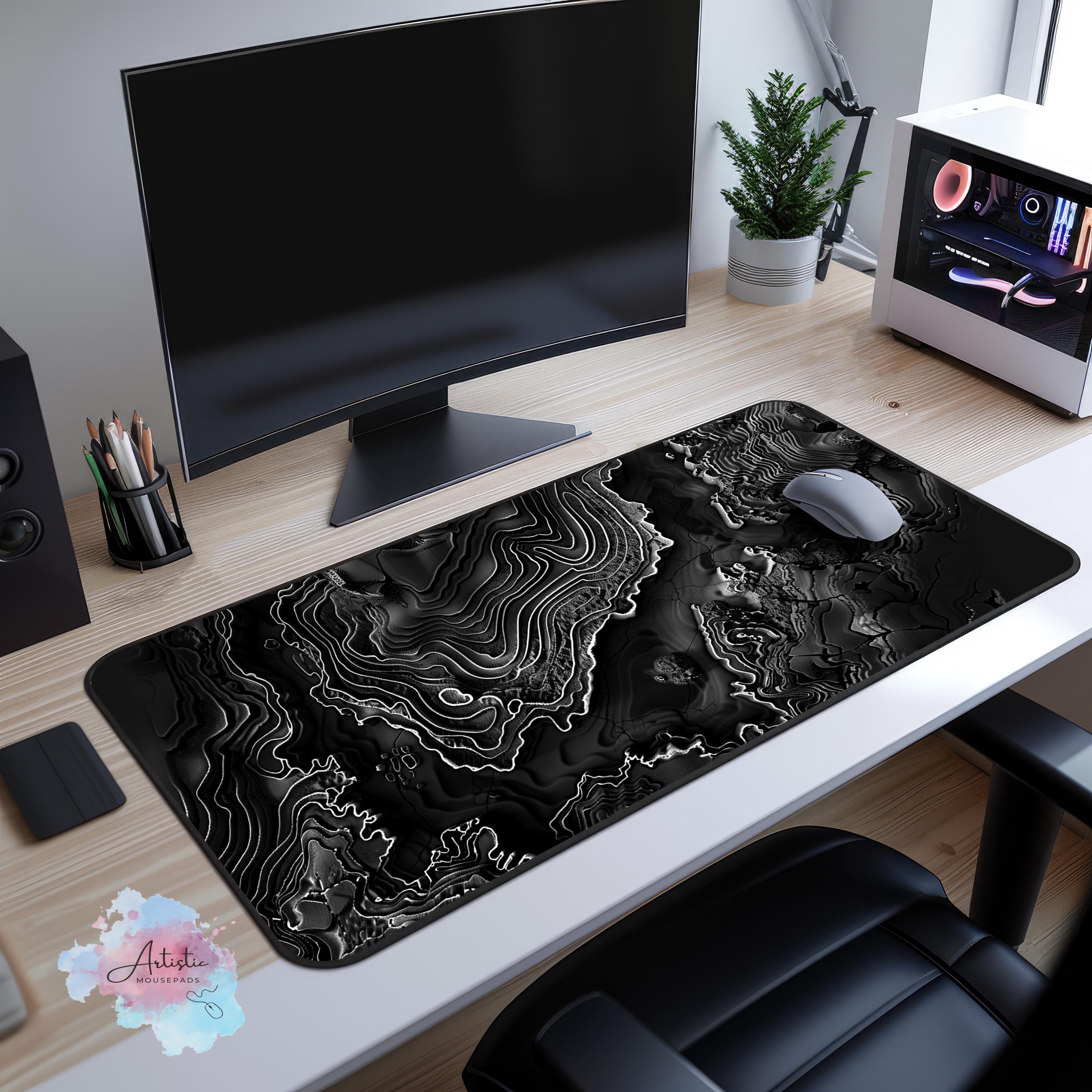 Desktop Mat Map Dark Abstract Topographical Map Desk Mat, TCG Playmat With Zones Gift ...