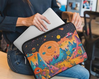 Cartoon Alien Planet Laptop Case: Weird Monster MacBook Sleeve