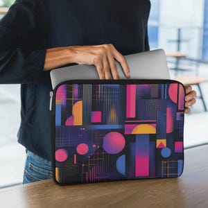 Colorful Retro 90s Pattern Laptop Bag, Geometric 80s Laptop Case 12 13 15 inch, MacBook Case Graduation Gift, Mothers Day Gift for Her