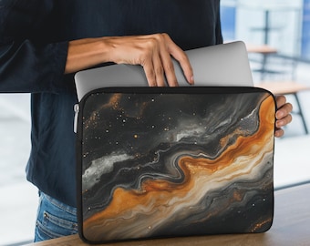 Black and Gold Marble Laptop Bag, Chic Modern Laptop Case 12 13 15 inch, Cool Minimalistic MacBook Case, Graduation Gift for Students