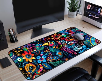 Colorful Mouse Pad, Mexican Themed Desk Mat, Cinco de Mayo Mouse Pad, Abstract Art, Colorful Home Decor, Desk Aesthetics, Large Desk Mat