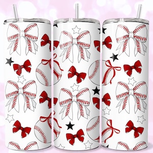 Coquette Baseball Tumbler Wrap: Girly Sublimation Design (Digital Download PNG)