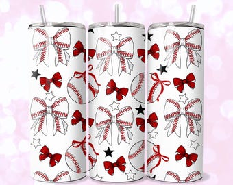 Coquette Baseball Tumbler Wrap: Girly Sublimation Design (Digital Download PNG)