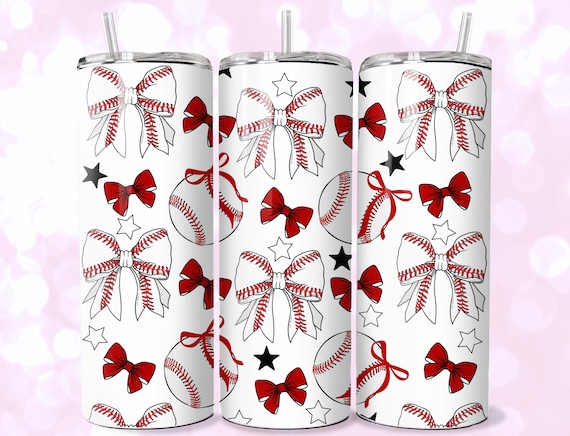 Coquette Baseball Tumbler Wrap: Girly Sublimation Design (Digital Download PNG)