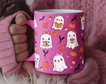 Coquette Ghost Mug Wrap: Pastel Halloween PNG (Digital Download)