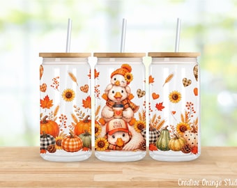 Fall Goose Pumpkin Sunflower Tumbler Wrap (Digital Download)