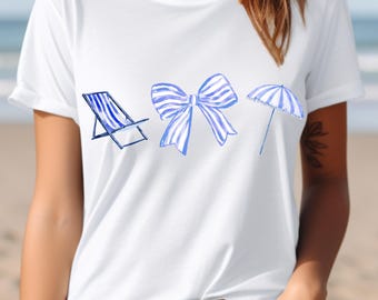 Preppy Coquette Summer Seashell PNG, Summer Vibes Png, Preppy Summer Png, Coastal Png, Glitter Summer Coquette Png, Beach Blue Clam Png