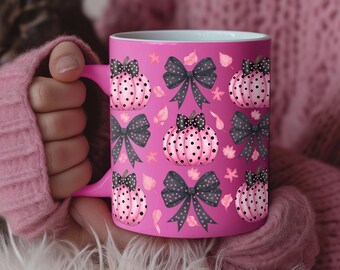 Tazza con zucca rosa in formato PNG: design di Halloween Coquette (download digitale)