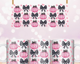 Tazza con zucca rosa: design di Halloween Coquette (download digitale PNG)