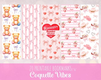 Coquette Lesezeichen Bündel: Girly Bows, Reading Social Club (PNG Digital Download)