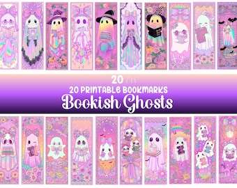Bookish Halloween Printable Bookmarks,Iridescent Ghost Bookmarks PNG