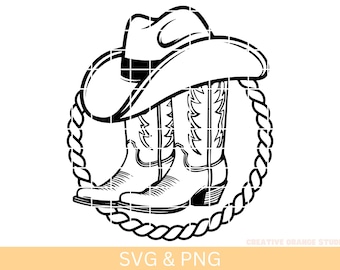 Botas y sombrero de vaquero SVG y PNG: Clipart del Oeste, diseño de sublimación (descarga digital)