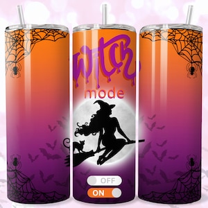 Witch Mode Halloween Tumbler Wrap, Witchy Vibes,20oz Skinny Straight & Tapered Tumbler Wrap Sublimation Design,Gothic Tumbler PNG Download