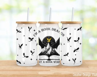 Book Dragon Glass Can Wrap: Romantasy Tumbler Sublimation Design (Digital Download)