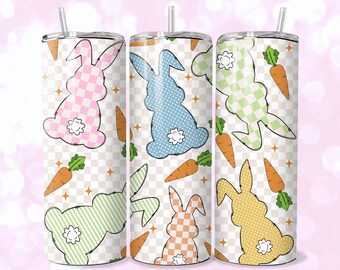 Envoltorio para vaso de conejo de Pascua retro: Diseño delgado de 20 oz (descarga digital)