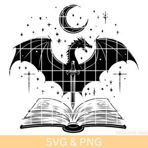 Book,Castle and Dragons Svg & Png,Castle and Dragons Clipart,Dragons Vector Image,Dragons Silhouette, Dragon Sublimation Design, Cut File