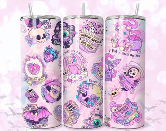 Envoltorio rosa para vaso de Halloween: Diseño gótico de bruja (descarga PNG)