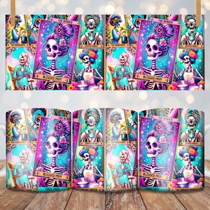 Witchy Mother's Day Mug Wrap: Tarot Skeleton Design (PNG Digital Download) image 5
