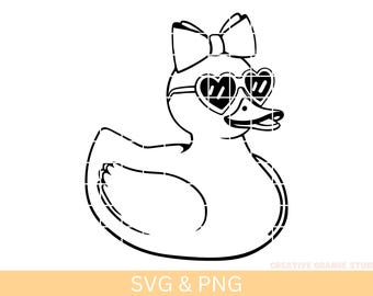 Anatra con fiocco SVG: Clipart di anatra di gomma Coquette (download digitale)
