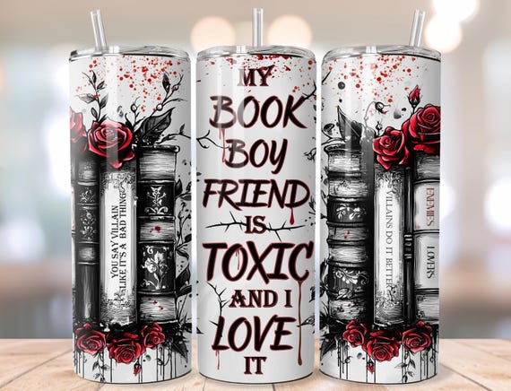 Book Boyfriend Tumbler Wrap – Dark Romance 20oz PNG for Book Lovers