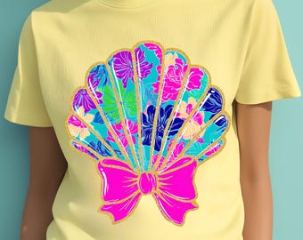 Floral Seashell PNG: Glitter Coquette Clam Art (Digital Download)
