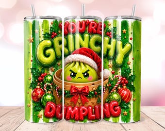 Grumpy Dumpling Christmas 20oz Skinny Tumbler Wrap PNG,Christmas Sublimation Design, Digital Download