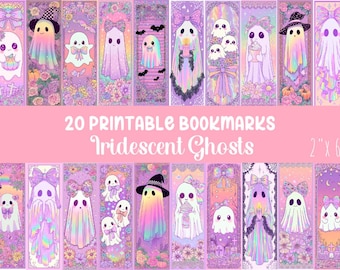 Halloween Printable Bookmarks,Iridescent Ghost Bookmarks PNG