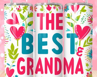 Diseño floral para envolver vasos de abuela, vaso delgado de 20 oz (descarga digital)