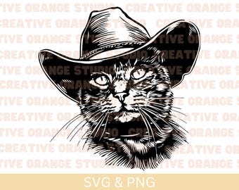 Western Cowboy Cat SVG & PNG: Sublimation Design
