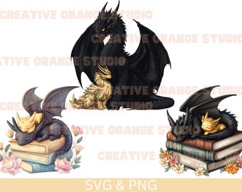 Fourth Wing Dragons SVG PNG: Andarna & Tairn Clipart (Digital Download)