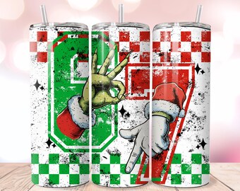 Six Seven 6 7 Christmas PNG Tumbler Wrap – Trendy Christmas 20oz Tumbler PNG, Checkered Xmas Sublimation Design