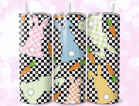 Retro Easter Bunny Tumbler Wrap: 20oz Skinny Tumbler PNG (Digital Download)