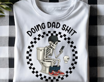 Funny Skeleton Dad PNG: Retro Father's Day T-Shirt Design (Digital Download