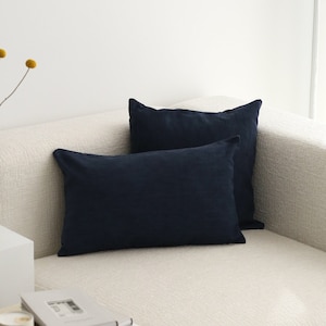 Dark Blue Soft Linen Throw Pillow Cover, Cozy High Quality Linen Pillow Case, Any Size Comfy Linen Cushion Cover, Unique Home Decor, 55x55