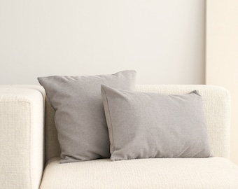 Poszewka na poduszkę z lnu w kolorze jasnoszarym, wygodna i nowoczesna poszewka na poduszkę lędźwiową z lnu, ukryty zamek błyskawiczny, miękka poszewka na poduszkę w dowolnym rozmiarze, współczesny wystrój